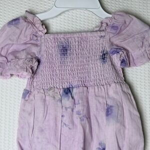 Bardot Junior Romper Baby Girls 6-12M Purple Floral Shirred Puff Sleeve 869PBB